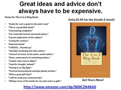 Great ideas ad for The A to Z BlogBook